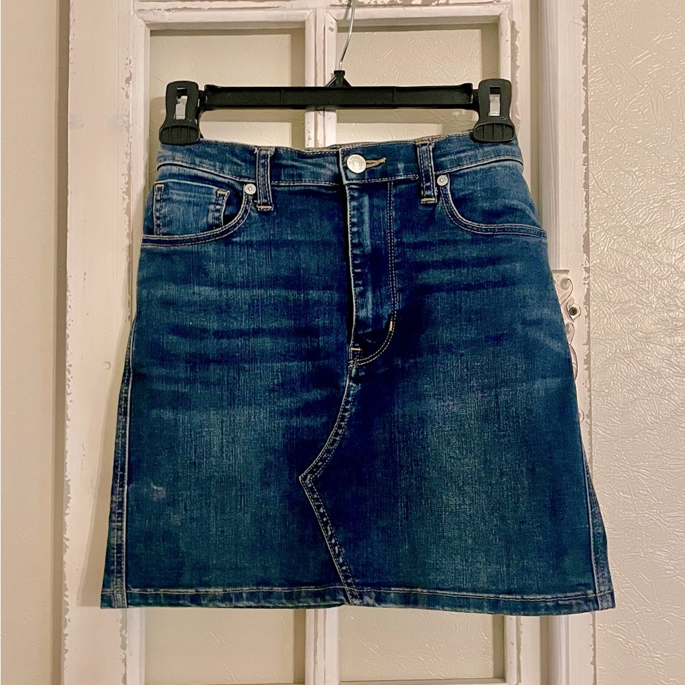 We The Free / Free People Blue Asymmetrical A-Line Mini Skirt